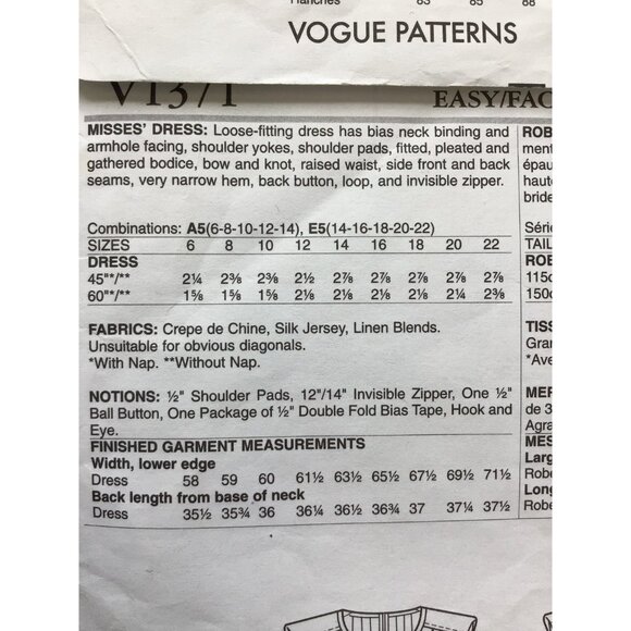 Misses Dress Pattern Vogue American Designer 1371 Tracy Reese UNCUT Size 14 - 22 - Picture 3 of 6